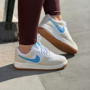 Nike Air Force 1 '07 - White & Light Blue Gum Sole Edition