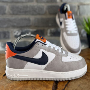 Nike Air Force 1 Low Gri Süet - Lacivert ve Turuncu Detaylı