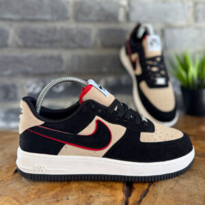 Nike Air Force 1 Low - Siyah/Bej Kontrastlı Süet