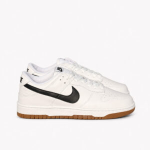 Nike Dunk Low Beyaz Üzeri Siyah Swoosh Gum Taban Unisex Sneaker