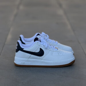 Nike Air Force 1 Low White Black Gum Taban Unisex Deri Sneaker