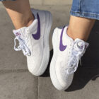 Nike Air Force 1 Low Dokulu Beyaz Unisex Deri Sneaker 6 5 12