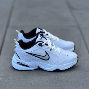 Nike Air Monarch IV White / Black / Metallic Silver Unisex Deri Sneaker