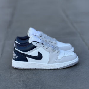 Air Jordan 1 Low White Midnight Navy / Grey Deri Unisex Sneaker