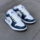 Air Jordan 1 Low Midnight Navy / Silver Swoosh Unisex Deri Sneaker 2 2 10