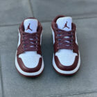Air Jordan 1 Low White Bordeaux / Burgundy Unisex Deri Sneaker 3 2 4