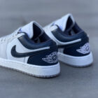 Air Jordan 1 Low White Midnight Navy / Grey Deri Unisex Sneaker 6 2 8