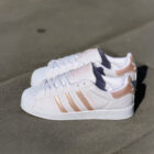 Adidas Originals Superstar Beyaz / Rose Gold Sneaker – Parlak Pembe Altın Çizgili Kadın Deri Spor Ayakkabı 3 21