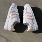 Adidas Originals Superstar Beyaz / Rose Gold Sneaker – Parlak Pembe Altın Çizgili Kadın Deri Spor Ayakkabı 5 23