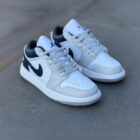 Air Jordan 1 Low White Midnight Navy / Grey Deri Unisex Sneaker 2 3 10