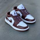 Air Jordan 1 Low White Bordeaux / Burgundy Unisex Deri Sneaker 2 3 4