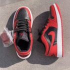 Air Jordan 1 Low White / Black / Gym Red Unisex Deri Sneaker 4 4 10