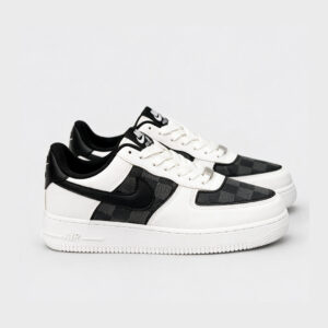 Nike Air Force 1 Low Custom Black Damier Check Unisex Deri Sneaker