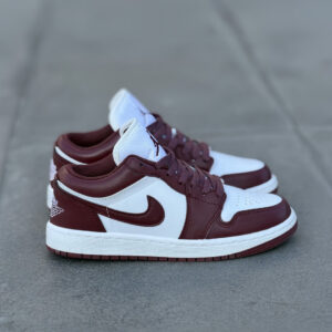 Anasayfa 45 Air Jordan 1 Low White Bordeaux / Burgundy Unisex Deri Sneaker