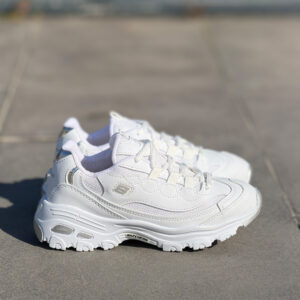 Skechers D'Lites White / Metallic Silver Kadın Deri Sneaker