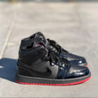Air Jordan 1 Mid Black Patent / Gym Red Unisex Deri Sneaker 1 41 1