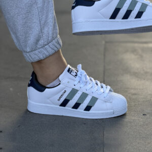 Adidas Originals Superstar Pastel Sneaker –  Renkli Çizgili Beyaz Deri Kadın Spor Ayakkabı