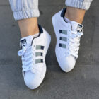 Adidas Originals Superstar Pastel Sneaker – Renkli Çizgili Beyaz Deri Kadın Spor Ayakkabı 4 superstar beyaz 4