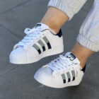 Adidas Originals Superstar Pastel Sneaker – Renkli Çizgili Beyaz Deri Kadın Spor Ayakkabı 5 superstar beyaz 5